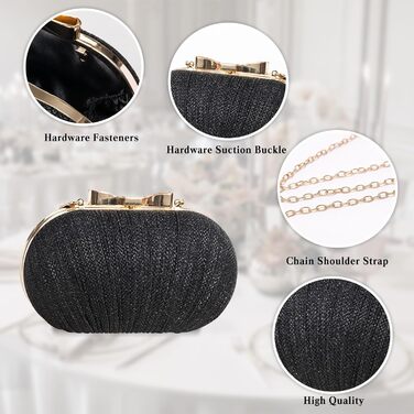 Чорна вечірня сумочка-клатч з блискітками та паєтками, елегантна сумочка на ланцюжку для весілля та особливих подій