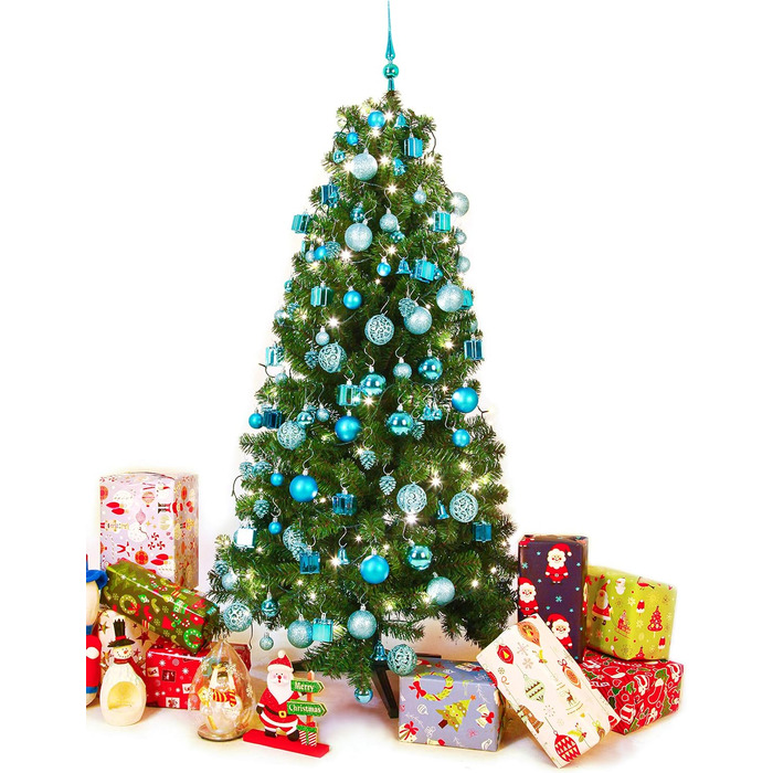 Набір різдвяних кульок преміум-класу  та верхівкою для ялинки 101 предмет синій BRUBAKER