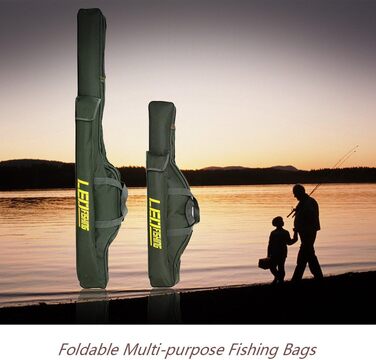 Сумка для риболовлі Lixada 100 / 150 см, багатоцільова складна сумка для вудки, кишені на блискавці, сумка для зберігання, темно-зелена - 150 см