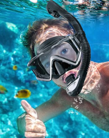 Набір для дорослого підводного плавання, маска для дайвінгу з трубкою, маска для підводного плавання з 3 вікнами, захист від запотівання, захист від протікання, професійний набір для дорослого підводного плавання, плавання та дайвінгу, сріблястий чорний