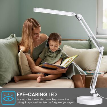 Настільна лампа SKYLEO LED Dimmable - Світлодіодна настільна лампа з кліпсою - Захист очей Світлодіодна настільна лампа - 3 режими освітлення x 10 рівнів яскравості - чорний (білий кліп і основа)