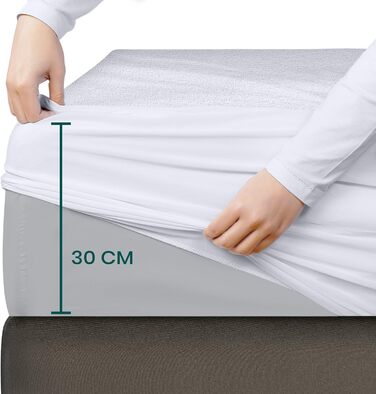 Наматрацник Utopia Bedding 90 x 200 x 30 см Водонепроникний, сертифікований Oeko-TEX Наматрацник дихаючий, Наматрацник, Універсаль