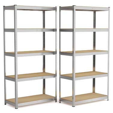 Металевий стелаж 180x90x40 см комплект із 2 надміцних стелажів з 5 полицями оцинковані стелажі для зберігання у підвалі стелажі для майстерні, підвалу та гаража до 875 кг