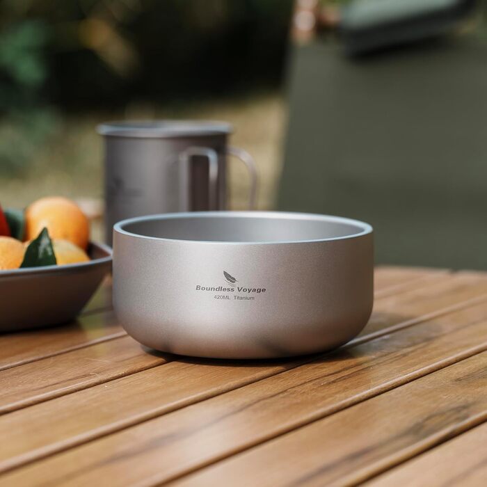 Титанова миска Boundless Voyage з подвійними стінками для дорослих та дітей, посуд для кемпінгу на свіжому повітрі, миска для вулиці, титанова миска для рису Ti15146B