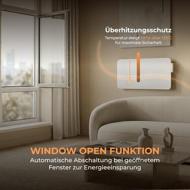 Гібридний інфрачервоний обігрівач BR Bringer потужністю 2000 Вт з конвекцією - розумний термостат, Wi-Fi та додаток - для настінного монтажу або як окремостоячий пристрій для кімнат площею до 30 м - енергозбереження - німецький якісний бренд (білий) Білий