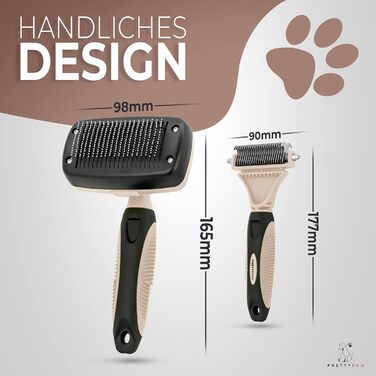 Набір професійних щіток для котів Pretty Paw I Набір для грумінгу котів - 100 гігієна та комфорт завдяки заокругленим масажним щетинам I Щітка для оптимального розчісування короткої та довгої шерсті I Щітка для підшерстя