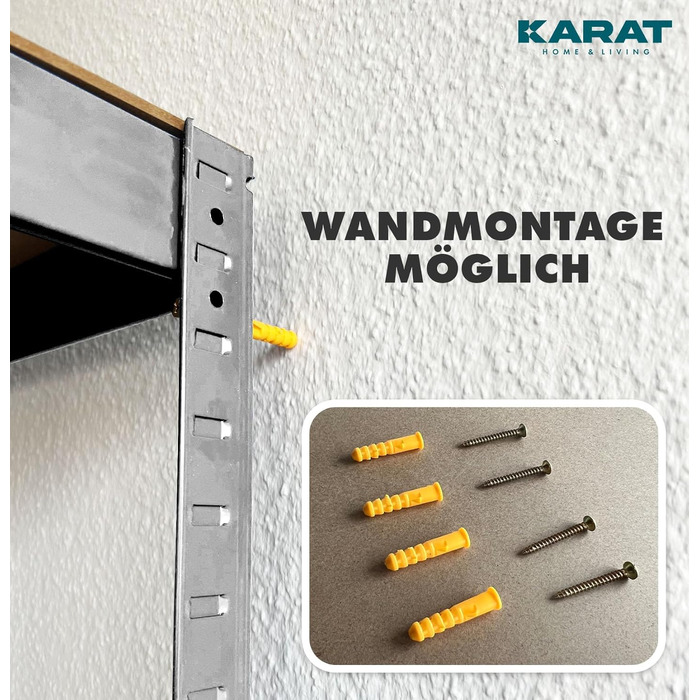 Надміцний стелаж KARAT, 180 x 90 x 60 см, безболтовий стелаж, підвальний стелаж, металевий стелаж - виготовлений зі сталі - 5 регульованих полиць (оцинкованих) 180 x 90 x 60 см сріблястий