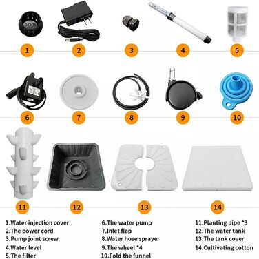 Ярусів, 45 отворів, система вирощування в аквапоніці, набір для аеропоніки в саду без грунту для вирощування трав, фруктів і овочів з гідратаційним насосом, адаптером, сітчастими горщиками, 15