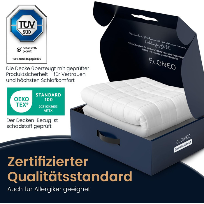 НОВИЙ Обтяжений плед 135x200 см, 11 кг, сертифікований TV та Oeko-Tex, обтяжений плед зі 100 бавовни, плед для релаксації та антистресової терапії, щільний плед для сну 135 x 200 см, 11,0 кілограмів