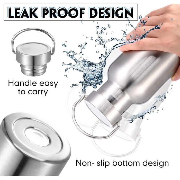 Спортивна пляшка для води Mimorou з нержавіючої сталі, з подвійними стінками, ізольована, багаторазова, вакуумна металева пляшка д