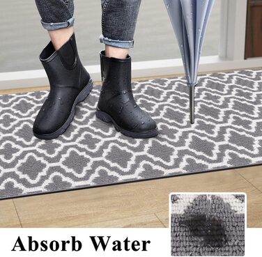 Килимова доріжка SHACOS 60x240 см, нековзка доріжка для передпокою, довгий сучасний кухонний килим, доріжка для передпокою, яку можна прати, для кухні, входу, вітальні, сірий 60 x 240 см сірий