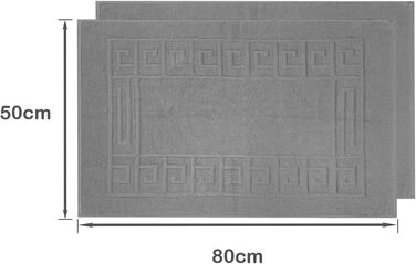 Комплект із 2 килимків для ванної зі 100 бавовняної махрової тканини Високоякісні килимки для ванної Надзвичайно мякі, вбирають вологу та можна прати в пральній машині Зроблено в Італії (Темно-сірий, 50 x 80 см) Темно-сірий 50 x 80 см