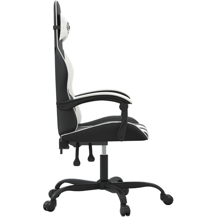 Зручне ігрове крісло з регульованим сидінням та функцією нахилу спинки - Чорний/Білий - Штучна шкіра - 57,5 x 59,5 x (121-131) см Ігрове крісло, модель 3143895