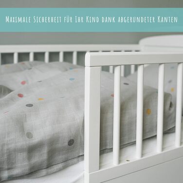 Дитяче ліжко Kids Collective 70x140 см з шухлядою, рейковою основою та захисними поручнями білого кольору, з ящиком для ліжка, Зроблено в Європі. Дитяче ліжко до 6 років 70 x 140 см без матраца, біле.