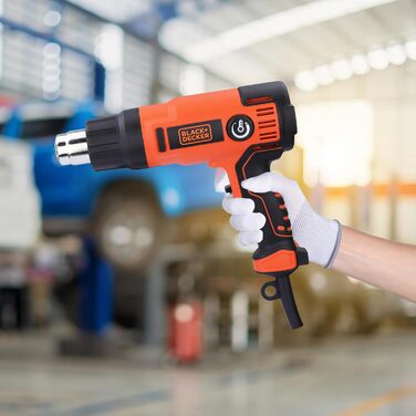 Будівельний фен BlackDecker KX2200K 2000 Вт (з 2-ступеневим вимикачем безпеки, плавним регулюванням температури, автовимкненням, набір аксесуарів з 8 предметів)