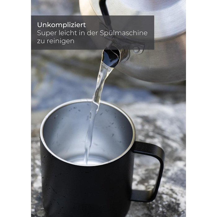 Термокружка LAMBDA COFFEE з нержавіючої сталі 2x360 мл з ручкою Двостінна ізольована кавова кружка Набір кухлів для кемпінгу та використання на природі Термокружка для кави (зелена) Мохово-зелена