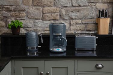 Тостер Russell Hobbs на 2 скибочки Inspire Grey з високоякісною глянцевою структурою (надзвичайно широкі отвори для тостів, включаючи насадку для булочки, 6 рівнів підрум'янювання функція розморожування та розігріву) 24373-56