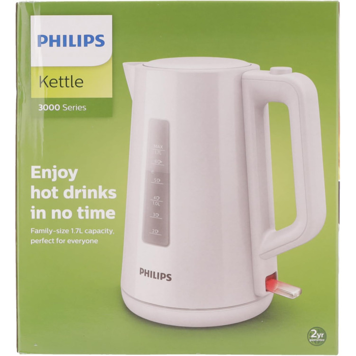 Чайник Philips, об'єм 1,7 л, зі світловим індикатором, на підставці Пірует, білий (HD9318/00) Білий