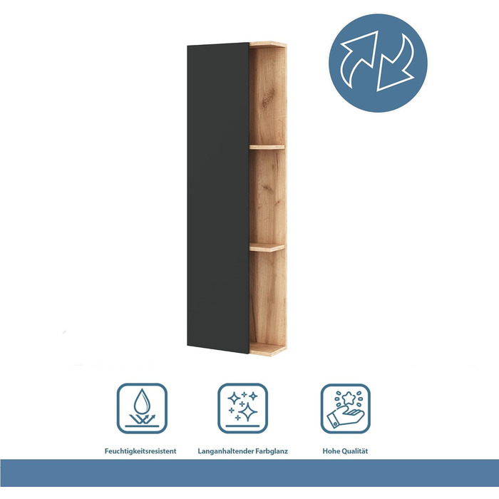 Комплект меблів для ванної кімнати Planetmbel туалетний столик LUX 120 см золотий дуб/антрацит БЕЗ умивальника з тумбою 2 шт. золо