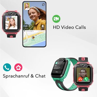 Розумний годинник imoo Z1 для дітей, дитячий годинник 4G з GPS-трекером та SIM-карткою, розумний годинник для дітей з відео- та телефонними дзвінками, водонепроникний IPX8 (рожевий) Z1 Z1 Pink