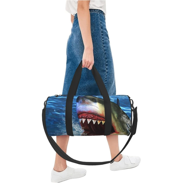 Спортивна сумка для подорожей, дизайн Акуляча голова, чорна, універсальний розмір