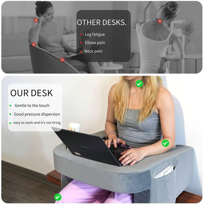 Стабільна ігрова подушка для колін, гра сидячи в ліжку, м&39яка подушка для колін для дорослих, зручна подушка для відпочинку, подушка для читання, сірий колір