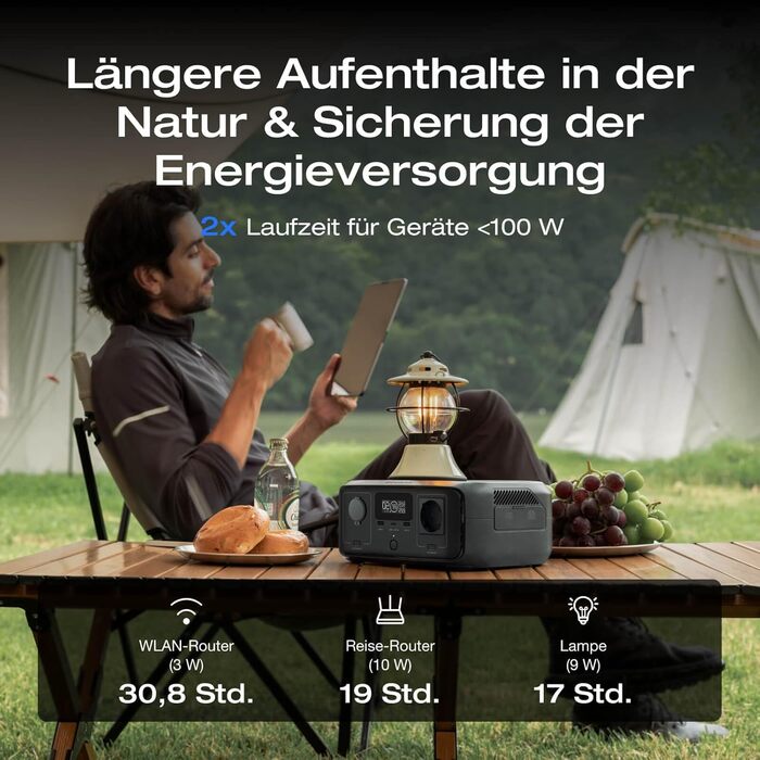 Портативна електростанція ECOFLOW RIVER 3, акумулятор LFP 245 Втгод, вихідна потужність до 600 Вт, 2 час роботи з GaN, ДБЖ &lt20 мс, на 30 компактніший сонячний генератор для використання на свіжому повітрі, кемпінгу, фургонів
