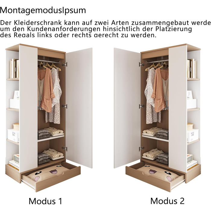 Шафа Soweiz, одностулковий дизайн, мінімалістичний стиль, міцна та стійка, з полицями та шухлядами, 70x40x170 см (біла)