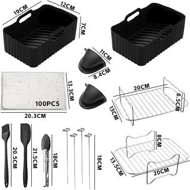 Набір аксесуарів для двозонної фритюрниці з 10 предметів, аксесуари для фритюрниці Ninja Foodi AF400EU AF300EU 7.6L-9.5L та інших двозонних фритюрниць
