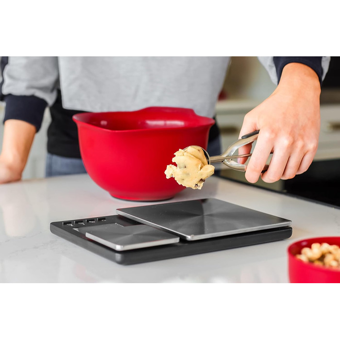 Цифрові кухонні ваги KitchenAid з двома платформами, зважують від 5000 г до 500 г, чорний, з секундоміром одного розміру