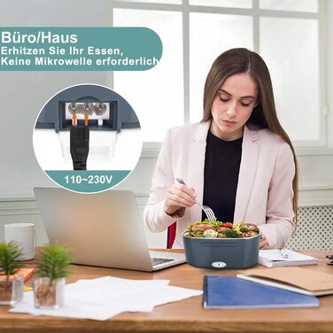 Електричний ланч-бокс потужністю 80 Вт для дорослих, термобокс із сумкою, виделкою та ложкою з нержавіючої сталі та 2 контейнерами для їжі об&39ємом 1,5 л, 3-в-1 12/24/110230 В, герметичний, електричний ланч-бокс для автомобіля, вантажівки, офісу, синій, 