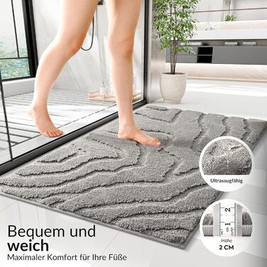 Нековзний килимок для ванної, який можна прати, кольору Pebblestone Grey з підкладкою з TPR, мякою мікрофіброю та сучасним дизайном