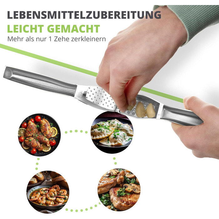 Прес для часнику преміум-класу Oliver's Kitchen - зручний і простий у догляді - подрібнює часник та імбир без зусиль (шкірка не по