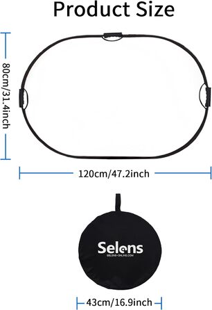 В-1 80x120 см овальний відбивач Портативний складний для фотографії, фотостудійного освітлення та зовнішнього освітлення, портретної фотографії, 5-