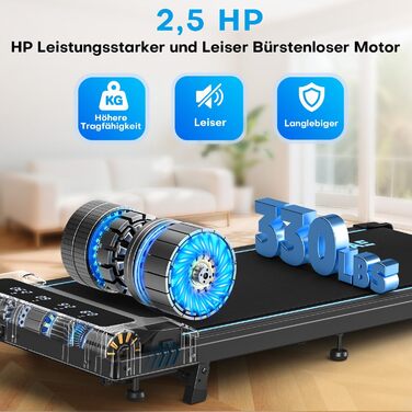 Бігова доріжка для домашнього використання, стіл для бігової доріжки 4-в-1 з нахилом 9, безщітковий двигун 2,5 к.с., килимок для ходьби зі світлодіодним дисплеєм, пульт дистанційного керування, 12 режимів HIIT, витримує до 150 кг, не потребує встановлення