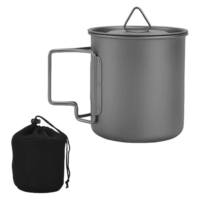 Легкий металевий кухоль з складною ручкою, посуд для пікніка та подорожей, 550 мл