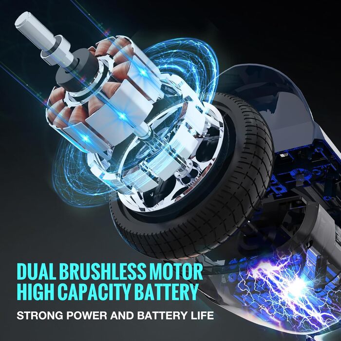 Гіроскутер EVERCROSS EV2 із сидінням – акумулятор 5,2 Аг, 15 км/год, музика через Bluetooth, 7-кольорове підсвічування педалей, вантажопідйомність 85 кг, з ховеркартом для дітей, підлітків та дорослих