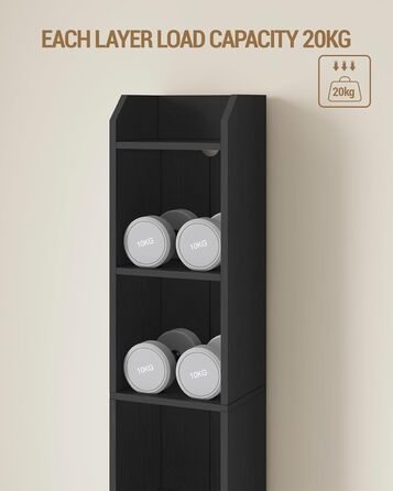 Книжкова полиця Hzuaneri, 6-ярусна стояча полиця, полиця для зберігання, полиця для колекційних предметів, регульовані панелі, для вітальні, офісу, 24 x 30 x 169,5 см, чорна BC06904 шт. 24 x 30 x 169,5 см чорна