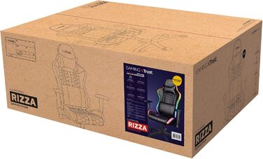 Ігрове крісло Trust Gaming GXT 716 Rizza з RGB-світлодіодним підсвічуванням, 350 кольорами та ефектами, регульованими по висоті підлокітниками, поворотним, ергономічним офісним кріслом, геймерським кріслом - чорного кольору