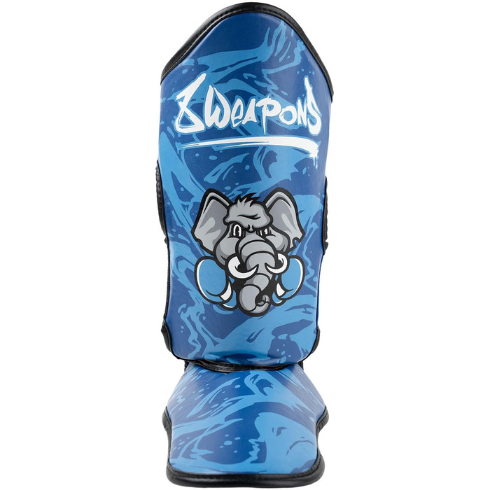 ЗБРОЇ Щитки для гомілок, дитячі, Джип, сині, для тренувань та змагань, високоякісна синтетична шкіра та ідеальна амортизація, муай-тай, К1, ММА, карате та кікбоксинг, розмір S/M, 8