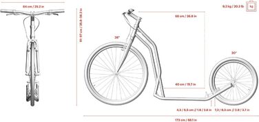 Самокат Yedoo S2620 - до 130 кг, самокат з пневматичними шинами 26/20 - самокат для дорослих, самокат для собак silvergold
