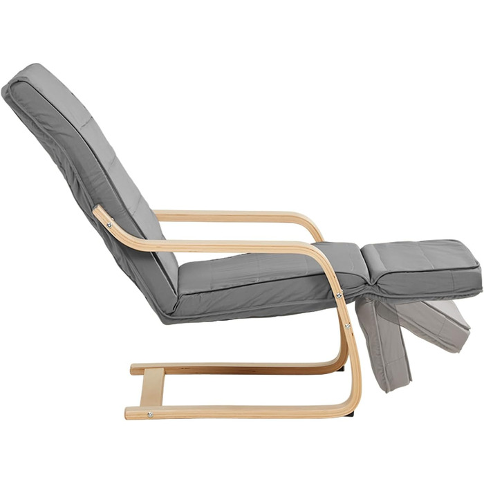 Крісло-гойдалка з функцією відкидання, крісло-гойдалка з підлокітниками, крісло для вітальні, сіра дерев&39яна оббивка, 4u 2407