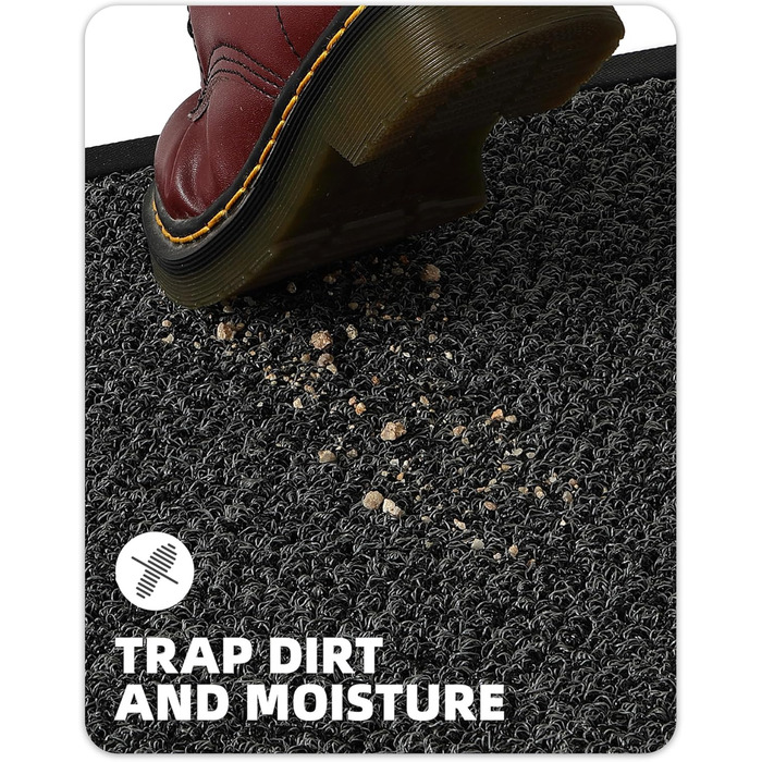 Килимок для вулиці COLOR&GEOMETRY брудозахисний килимок для використання всередині та зовні приміщень, стійкий до атмосферних впливів, міцний, миється ефективний брудозахисний килимок для вхідних дверей, входу, патіо, саду, темно-сірий 691 см (прямокутний