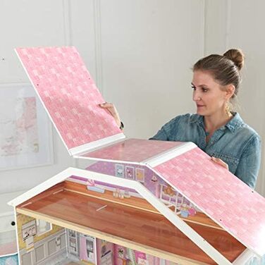 Дерев&39яний ляльковий будиночок KidKraft Grand View Mansion Великий XXL будинок, 4 поверхи, 34 аксесуари, меблі та ліфт у комплекті Рольова гра Загальні розміри 130,5 x 33 x 129,5 см Синього кольору