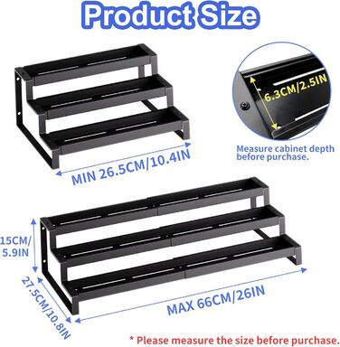 Стояча підставка для спецій Afeeler, 3 яруси, розширюваний органайзер для спецій для кухонних шаф, підставка для спецій для стільниць комори
