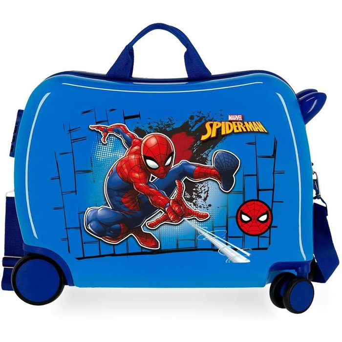 Дитяча валіза Marvel Spiderman Red синя 50x39x20 см з твердим корпусом ABS з кодовим замком 38L 2,1 кг на 4 колесах, ручна поклажа, червона дитяча валіза