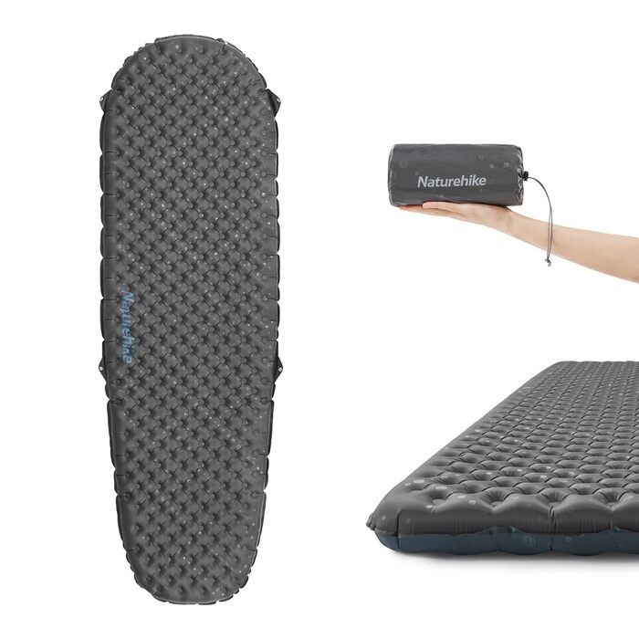 Надувний килимок для сну Naturehike Ultralight, надувний килимок для кемпінгу 3.5R, міцний, портативний килимок для сну, одномісний надувний матрац для трекінгу, пішого туризму, альпінізму, походів, стиль мумії - чорний стандарт