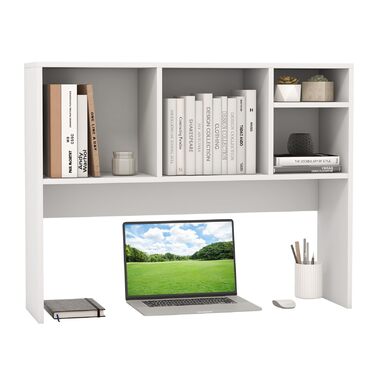 Настільна полиця, Настільна полиця з 4 відкритими полицями, Книжкова полиця, Настільний органайзер для навчання та офісу, 94 x 25 x 73 см (Білий)