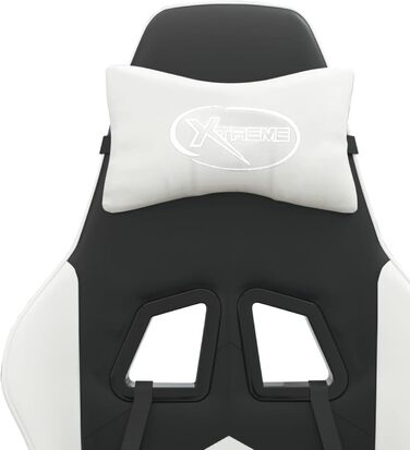 Зручне ігрове крісло з функцією масажу, штучна шкіра чорний/білий, 57,5 x 59,5 см - Для геймерів та офісної роботи Ігрове крісло Модель 349596