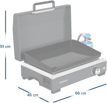 Газовий гриль-планча Campingaz Sigma 1 CV з кришкою Потужність 2,8 кВт Портативний настільний гриль Емальована сталева поверхня Пальник BlueFlame для середземноморського грилювання, нержавіюча сталь